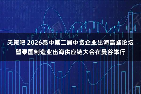 天策吧 2026泰中第二届中资企业出海高峰论坛暨泰国制造业出海供应链大会在曼谷举行